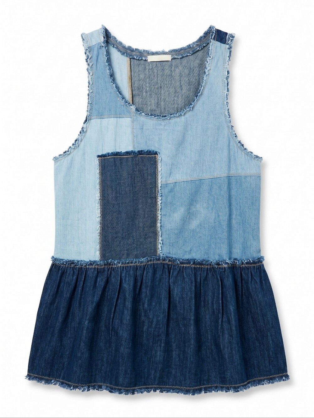 NWT! Hindge Patchwork Denim Tank Top - Light & Dark Blue